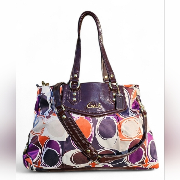 Coach Handbags - Coach Purple Dot Print Canvas Tote Bag